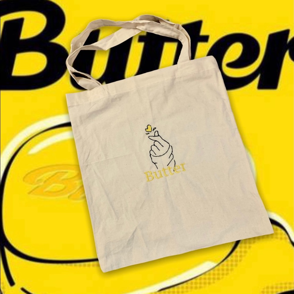 BTS Butter 6oz 15x16 embroidered tote bag
